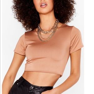NASTY GAL never been worn slinky soft tan crop top